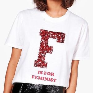Boohoo Feminist Slogan Sequin Tee